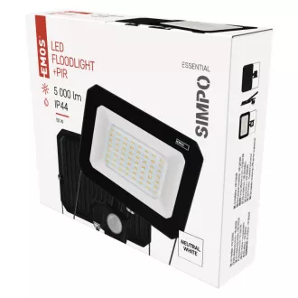 EMOS LED REFLECTOR SIMPO 50W, 5000Lm, 4000K, PIR