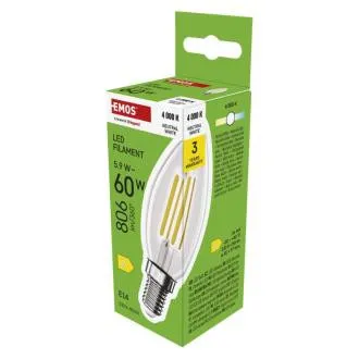 EMOS LED FLM gyertya 5,9W(60W) 806lm E14 NW