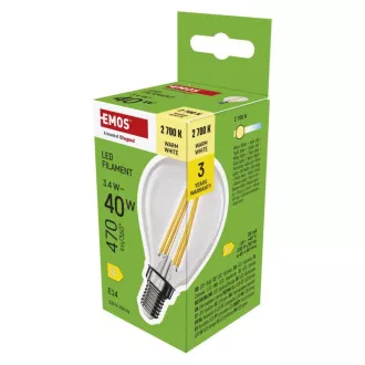 EMOS LED FLM MINI GL 3,4W(40W) 470lm 470lm E14 WW EMOS LED FLM MINI GL 3,4W(40W) 470lm 470lm E14 WW