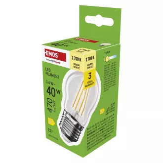 EMOS LED FLM MINI GL 3,4W(40W) 470lm 470lm E27 WW EMOS LED FLM MINI GL 3,4W(40W) 470lm 470lm E27 WW