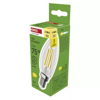 EMOS LED FLM gyertya 7W(75W) 1055lm E14 WW