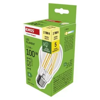 EMOS LED FLM A60 7,2W(100W) 1521lm E27 WW A CLASS EMOS LED FLM A60 7,2W(100W) 1521lm E27 WW A CLASS