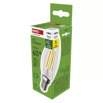 EMOS LED FLM gyertya 3,8W(60W) 806lm E14 NW A CLASS