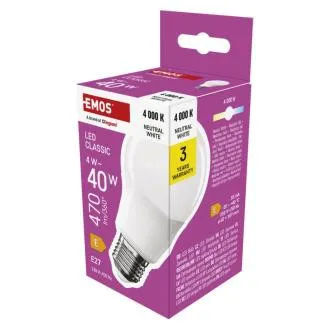 EMOS LED CLS A60 4W(40W) 470lm E27 NW 4W(40W) 470lm E27 NW EMOS LED CLS A60 4W(40W) 470lm E27 NW 4W(40W) 470lm E27 NW