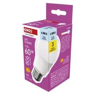 EMOS LED CLS A60 7W(60W) 806lm E27 CW 7W(60W) 806lm E27 CW EMOS LED CLS A60 7W(60W) 806lm E27 CW 7W(60W) 806lm E27 CW