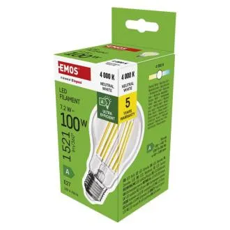 EMOS LED FLM A60 7,2W(100W) 1521lm E27 NW A CLASS EMOS LED FLM A60 7,2W(100W) 1521lm E27 NW A CLASS