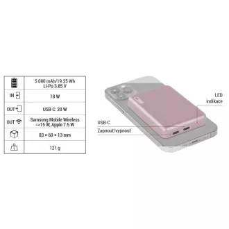 EMOS POWERBANK WI 522, vezeték nélküli töltés 20W, 5.000mAh, LOSOS, 1xUSB-C EMOS POWERBANK WI 522, vezeték nélküli töltés 20W, 5.000mAh, LOSOS, 1xUSB-C