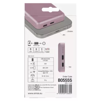 EMOS POWERBANK WI 522, vezeték nélküli töltés 20W, 5.000mAh, LOSOS, 1xUSB-C EMOS POWERBANK WI 522, vezeték nélküli töltés 20W, 5.000mAh, LOSOS, 1xUSB-C