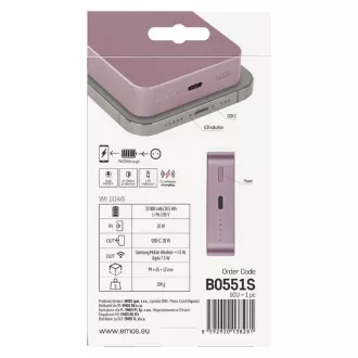 EMOS POWERBANK WI1046, vezeték nélküli töltés 20W, 10.000mAh, SALT, 1xUSB-C