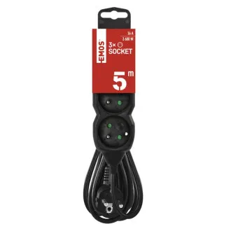 EMOS hosszabbító kábel 3z/5m, fekete, 1,5mm EMOS hosszabbító kábel 3z/5m, fekete, 1,5mm