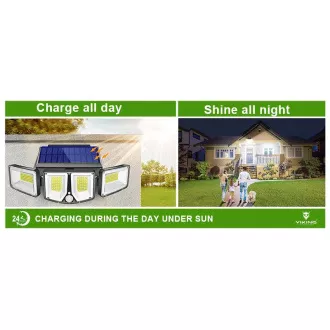 Kültéri napelemes LED fény mozgásérzékelővel VIKING S180/1200lm/2200mAh/3 üzemmódok/IP65