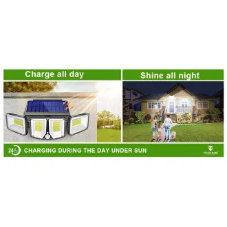 Kültéri napelemes LED fény mozgásérzékelővel VIKING S180/1200lm/2200mAh/3 üzemmódok/IP65