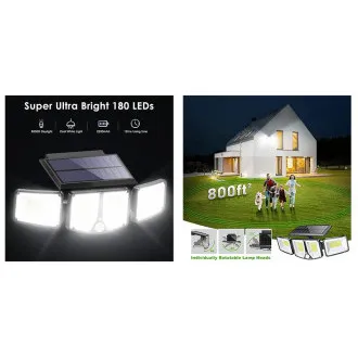 Kültéri napelemes LED fény mozgásérzékelővel VIKING S180/1200lm/2200mAh/3 üzemmódok/IP65