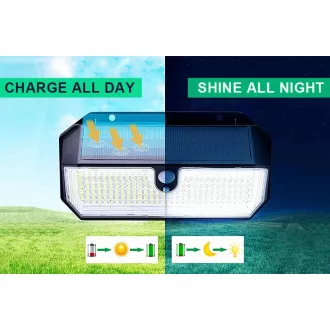 Kültéri napelemes LED fény mozgásérzékelővel VIKING S282/2600lm/2200mAh/3 üzemmódok/IP65 Kültéri napelemes LED fény mozgásérzékelővel VIKING S282/2600lm/2200mAh/3 üzemmódok/IP65