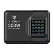 Viking USB GaN töltő 200W PD PRO/hálózati adapter/kimenet: 3xUSB-C,2xUSB-A/gyors töltés/