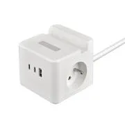Tápegység VIKING YC23H, fehér/Kimenet:2xAC,1xUSB-A,2xUSB-C/Mobil tartó/LED fény/1,4m kábel