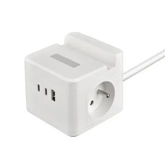 Tápegység VIKING YC23H, fehér/Kimenet:2xAC,1xUSB-A,2xUSB-C/Mobil tartó/LED fény/1,4m kábel Tápegység VIKING YC23H, fehér/Kimenet:2xAC,1xUSB-A,2xUSB-C/Mobil tartó/LED fény/1,4m kábel