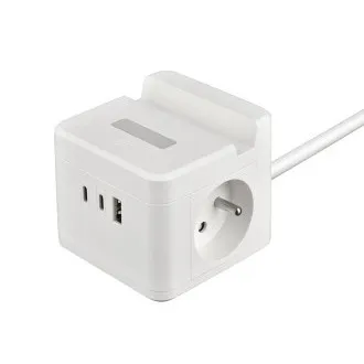Tápegység VIKING YC23H, fehér/Kimenet:2xAC,1xUSB-A,2xUSB-C/Mobil tartó/LED fény/1,4m kábel Tápegység VIKING YC23H, fehér/Kimenet:2xAC,1xUSB-A,2xUSB-C/Mobil tartó/LED fény/1,4m kábel