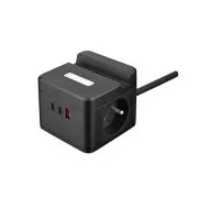Tápegység VIKING YC23H, fekete/Kimenet:2xAC,1xUSB-A,2xUSB-C/Mobil tartó/LED fény/1,4m kábel