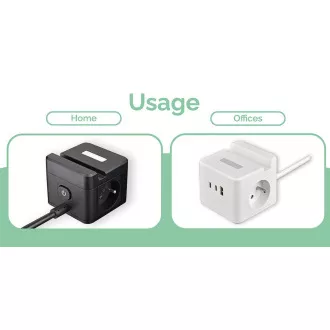 Tápegység VIKING YC23H, fekete/Kimenet:2xAC,1xUSB-A,2xUSB-C/Mobil tartó/LED fény/1,4m kábel