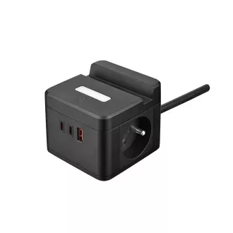 Tápegység VIKING YC23H, fekete/Kimenet:2xAC,1xUSB-A,2xUSB-C/Mobil tartó/LED fény/1,4m kábel