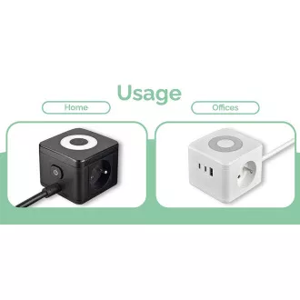 Tápegység VIKING YC23L, fehér/kimenet:2xAC,1xUSB-A,2xUSB-C/érintkezési fény/1,4m kábel