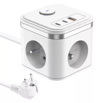 Tápegység VIKING YC33, fehér/kimenet:3xAC, 1xUSB-A,2xUSB-C/On/Off gomb/1,4m kábel Tápegység VIKING YC33, fehér/kimenet:3xAC, 1xUSB-A,2xUSB-C/On/Off gomb/1,4m kábel