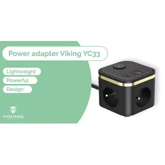Tápegység VIKING YC33, fehér/kimenet:3xAC, 1xUSB-A,2xUSB-C/On/Off gomb/1,4m kábel Tápegység VIKING YC33, fehér/kimenet:3xAC, 1xUSB-A,2xUSB-C/On/Off gomb/1,4m kábel