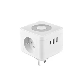 Tápegység VIKING Y23L, fehér/kimenet:2xAC,1xUSB-A,2xUSB-C/érintkező LED fény