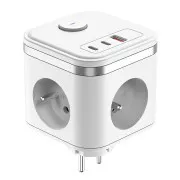 Tápegység VIKING Y33, fehér/kimenet:3xAC,1xUSB-A,2xUSB-C/Bekapcsoló/kioldó gomb