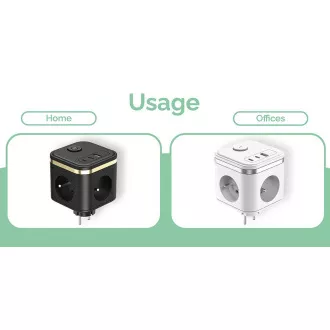 Tápegység VIKING Y33, fehér/kimenet:3xAC,1xUSB-A,2xUSB-C/Bekapcsoló/kioldó gomb