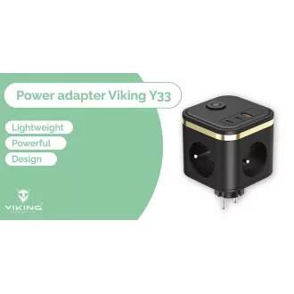 Tápegység VIKING Y33, fehér/kimenet:3xAC,1xUSB-A,2xUSB-C/Bekapcsoló/kioldó gomb