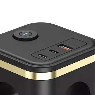 VIKING Y33 hálózati adapter, fekete/kimenet: 3xAC, 1xUSB-A, 2xUSB-C/Bekapcsoló/kikapcsoló gomb
