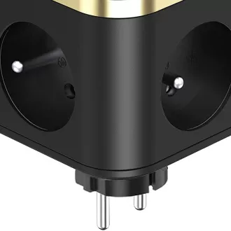 VIKING Y33 hálózati adapter, fekete/kimenet: 3xAC, 1xUSB-A, 2xUSB-C/Bekapcsoló/kikapcsoló gomb