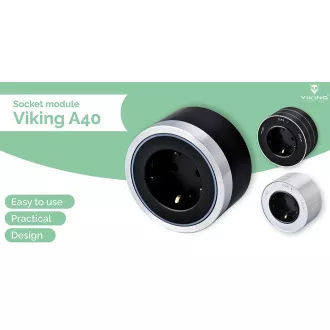 Viking A40SB aljzatmodul, ezüst-fekete/kimenetek - 1xAC/teljesítmény 2500W/230V,16A,50Hz/aljzat típusig