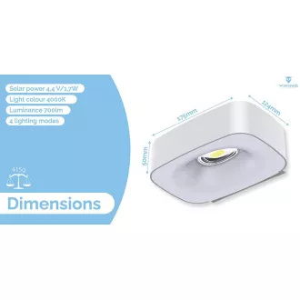Kültéri napelemes LED lámpa Viking SR38/700 lm/4 üzemmód/IP65/napfény fehér