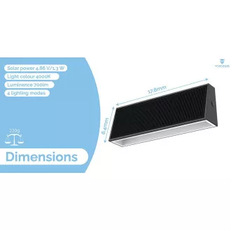 Kültéri napelemes LED fény Viking SR31/700 lm/IP44/4 üzemmódok/napfény fehér