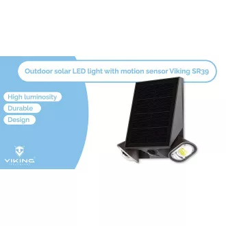 Viking SR39 kültéri napelemes LED lámpa/mozgásérzékelő/800 lm/IP44/4 üzemmód/napfényfehér
