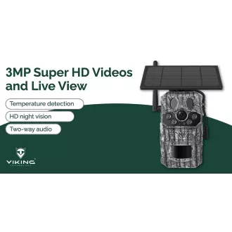 Napelemes kamera Viking HDs05 4G/2304x1296/PIR érzékelő/mozgásérzékelő/7800mAh Napelemes kamera Viking HDs05 4G/2304x1296/PIR érzékelő/mozgásérzékelő/7800mAh