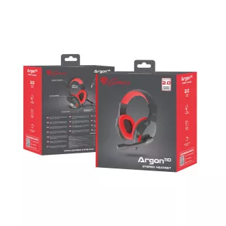 Genesis Argon 110, fekete-piros, 2x jack csatlakozóval ellátott sztereó játék headset