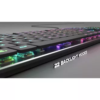 Genesis Gaming mechanikus billentyűzet THOR 420/RGB/Content Slim kék/vezeték nélküli USB/US elrendezés/szürke