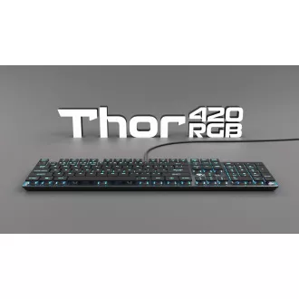 Genesis Gaming mechanikus billentyűzet THOR 420/RGB/Content Slim kék/vezeték nélküli USB/US elrendezés/szürke