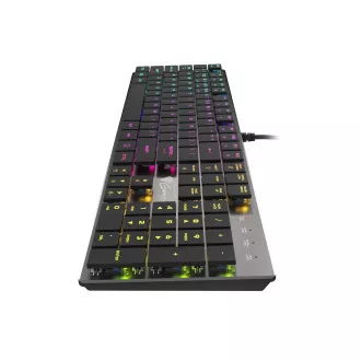 Genesis Gaming mechanikus billentyűzet THOR 420/RGB/Content Slim kék/vezeték nélküli USB/US elrendezés/szürke
