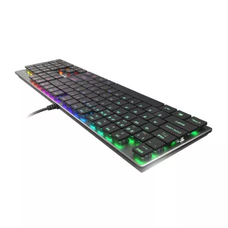 Genesis Gaming mechanikus billentyűzet THOR 420/RGB/Content Slim kék/vezeték nélküli USB/US elrendezés/szürke