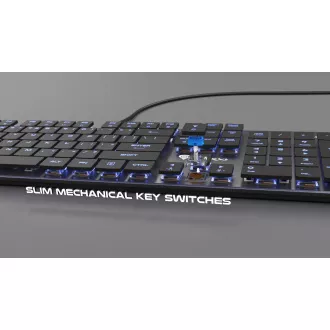 Genesis Gaming mechanikus billentyűzet THOR 420/RGB/Content Slim kék/vezeték nélküli USB/US elrendezés/szürke