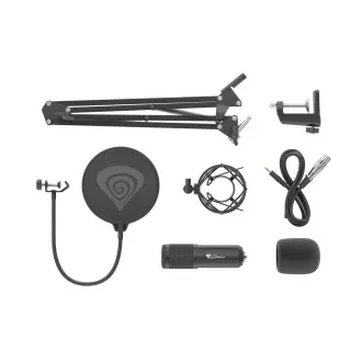 Genesis Radium 300 streaming mikrofon, XLR, kardioid polarizáció, hajlékony kar, pop-szűrő