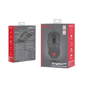 Genesis Gaming Optikai egér KRYPTON 220/RGB/6400 DPI/Hering/Optikai/6,000 DPI/Vezeték nélküli USB/Fekete