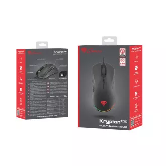 Genesis Gaming optikai egér KRYPTON 200/RGB/6400 DPI/Hering/Optikai/6,000 DPI/Vezeték nélküli USB/Fekete