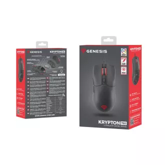 Genesis Gaming Optikai egér KRYPTON 750/RGB/8000 DPI/Hering/Optikai/8000 DPI/Vezeték nélküli USB/Fekete