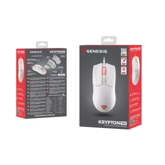 Genesis Gaming Optikai egér KRYPTON 750/RGB/8000 DPI/Hering/Optikai/8000 DPI/Vezeték nélküli USB/Fehér